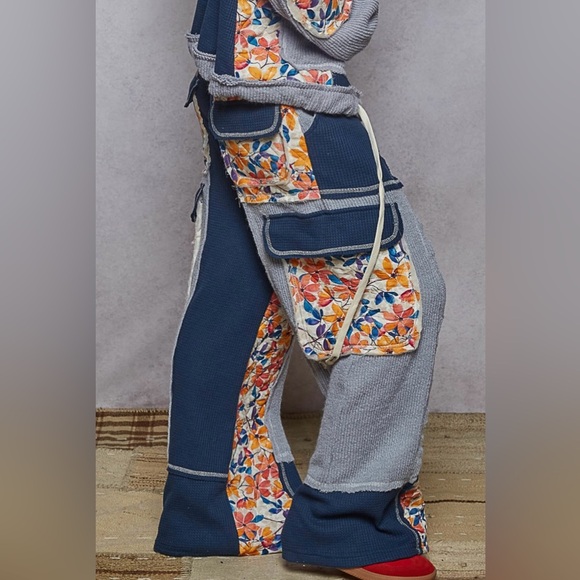 POL SET Jacket & Pants Floral Pattern Relaxed Fit Thermal w Quilted - Picture 2 of 4